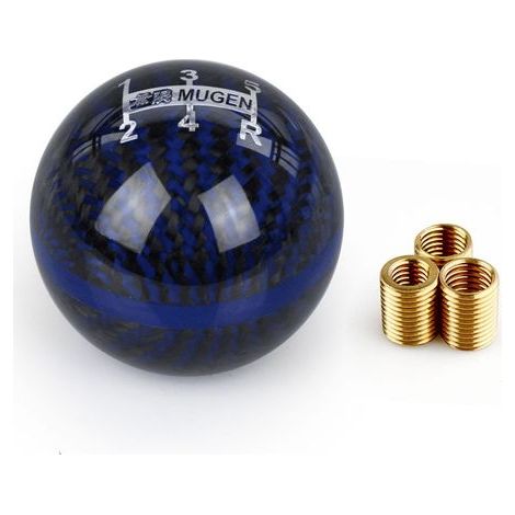 Pommeau de levier de vitesse MUGEN en fibre de carbone - Boîte manuelle 5/6 vitesses - Fibre de carbone, Cadeau d'affaires - Bicolore noir et bleu (1/4)
