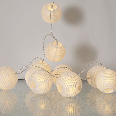 Lampion-Lichterkette ,Festival', 10 LED Lampions, strombetrieben, warmweiß, L 135cm, Ø 7,5cm