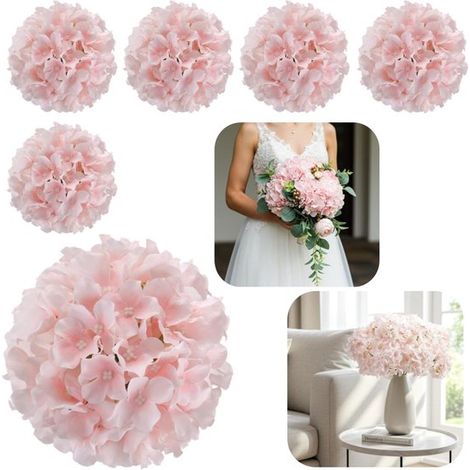 Têtes d'hortensias Éléments décoratifs Décoration de table Bouquets de mariée (17,78 x 11,93 cm Rose) (1/5)