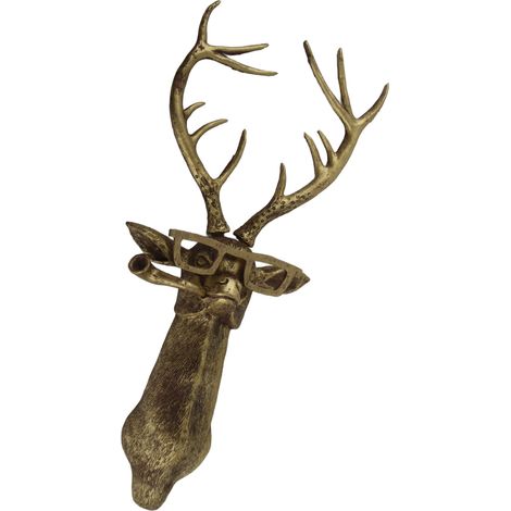 Décoration murale en résine imitation cuivre, cerf suspendu pour salon, chambre, bureau, cheminée, décoration intérieure (1/5)
