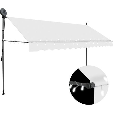 Tenda da Sole Retrattile Manuale,Tende da esterno,Tenda Parasole,Telo Ombreggiante con LED 400 cm Crema XZZ536128 BonneVie (1/5)