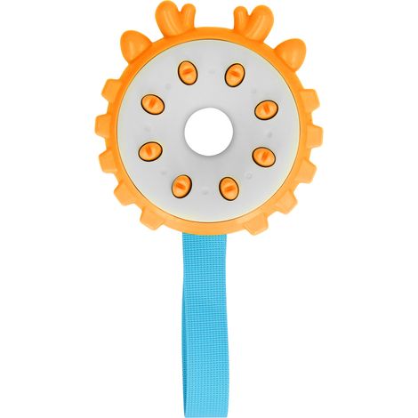 Bissfestes Hundekauspielzeug, runde interaktive Zahnbürste für Welpen, ideal für das Backenzahntraining (orange). (1/5)