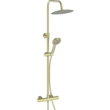 Serena Dual Head Shower Brushed Brass Finish Thermostatic Inc Easykit (1/2)