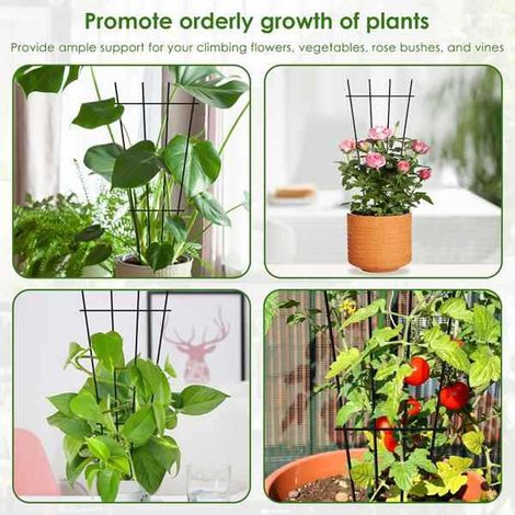 ensemble. Couleur : Noir. Matériau : Support pour plantes grimpantes en métal, cloison de jardin en fer forgé, support à fleurs, plante grimpante.
