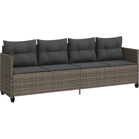 Maison Exclusive - Sonnenliege mit Kissen Grau Poly Rattan