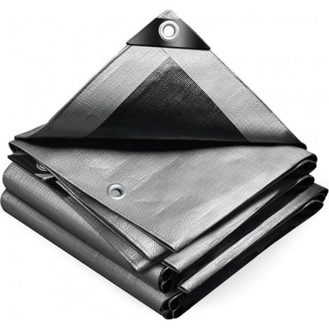 Bâche de protection grise 2 m x 3 m, 1 feuille, bâche imperméable et durable, adaptée aux piscines de jardin (1/5)