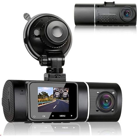 Caméra Dashcam - 310° Grand Angle - Double Enregistrement 1080P Frontal et Intérieur - Capteur G - Mode Stationnement - Détection de Mouvement - HDR - Vision Nocturne - 1 Pièce (1/5)