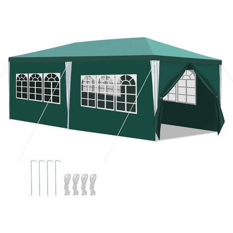 Wolketon Garten Pavillon 3x6m mit Seitenteilen tragbares wasserdichtes Zelt mit Eisenrohr, Blau