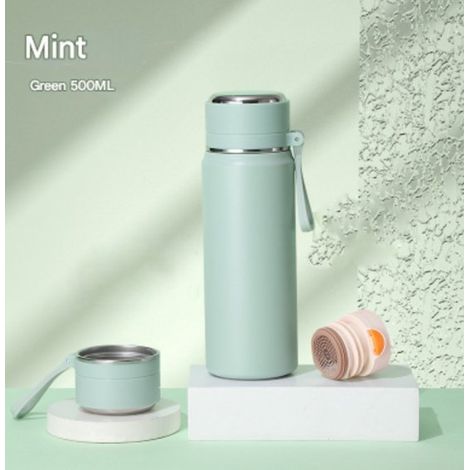 Borraccia termica isolata, in acciaio inox con ampia apertura, 500 ml, portatile, termoisolante, regalo salutare, adatta a uomini e donne, viaggi, palestra, ufficio, ecologica (1/5)