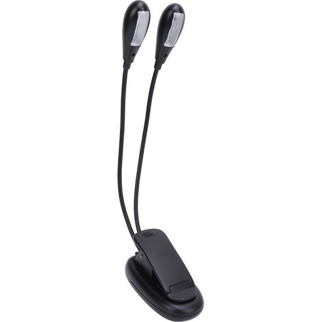 Notenpultleuchte mit zwei Leuchtenköpfen, zwei Helligkeitsstufen, flexiblem Schwanenhals, augenschonender LED-Klemmleuchte für optimale Leseleistung, USB-Anschluss (5 V DC) (1/5)