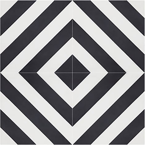 Pegane – Lot de 4 carreaux de ciment noir/blanc 20x20cm – Épaisseur 14mm – Pour sol et mur – Fait main, aspect mat (1/3)