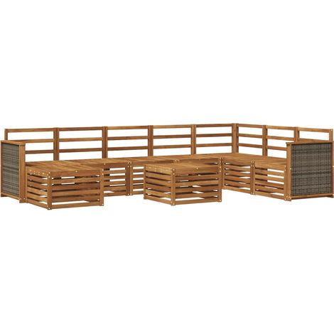 Set di divani da esterno 9 pz 8-Posti Naturale vidaXL (1/5)