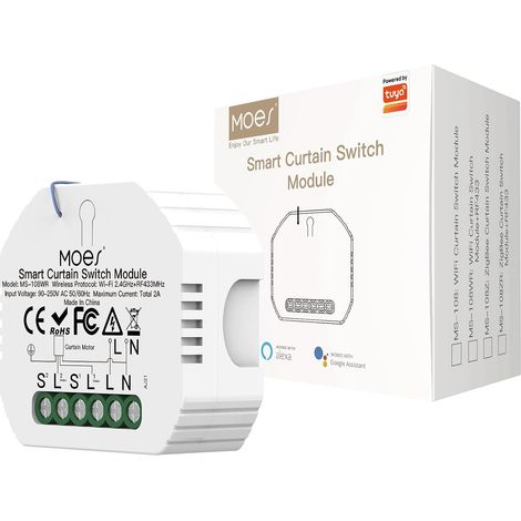 Interrupteur Module Volet Roulant Connecté, Commutateur Rideau Stores, Compatible avec pour Commande Vocale, Relais Domotique (1/5)