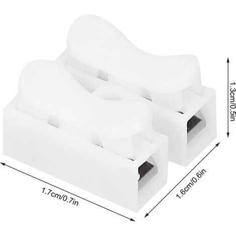 100 pièces Connecteurs CH‑2 pour Plafonnier LED, Borne à Pression 2 Ports Ignifuge