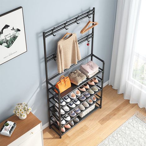 Black Five-layer Household Simple Coat Rack 60cm W x 28cm D x 175cm H (1/5)