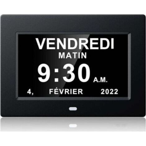 Orologio digitale da 7 pollici con calendario, data e ora, orologio per genitori affetti da Alzheimer, promemoria per l'assunzione dei farmaci - nero - 20414324 mm