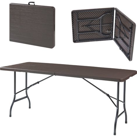 Tavolo da campeggio pieghevole 180 x 75 x 72 cm effetto legno marrone scuro 030010998