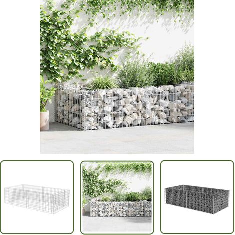 The Living Store Jardinière à gabion Acier galvanisé 180 x 90 x 50 cm - Jardin - Clôture - Gabion - Panier De Gabion - Décoration Extérieur (1/5)