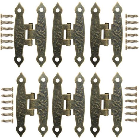20 Pièces Charnières en Métal Bronze Rétro pour Placard, Armoires avec Vis - Style Pliantes Décorative pour Petite Boîte, Caisse, Meuble, Porte (1/5)