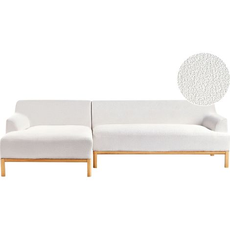 Corner Sofa 3 Seater SOSJO Boucle Off-White Right Hand