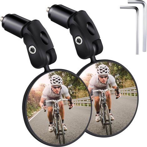 Lot de 2 rétroviseurs de vélo HD à 360° - Universels pour vélo électrique, VTT et vélo de route - Filtre de lumière bleue - Étanchéité IPX6 - Résistant aux vibrations