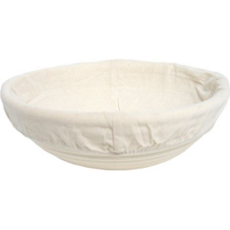 Panier banneton pour pain artisanal, en lin et rotin naturel, 25 cm, forme ronde, avec doublure en lin.-AquaForge (1/5)