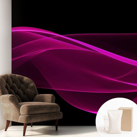 Tapete Vliestapete mit Kleber- abwaschbar - Raumgestaltung Schlafzimmer Wohnzimmer Tapete Rosa Bänder 250x250 cm (1/5)
