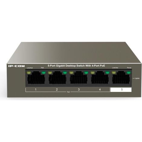 Switch di Rete IP-COM G1105P-4-63W Non Gestito, Gigabit Ethernet 10/100/1000, Supporto PoE su 4 Porte, Alimentazione via Ethernet, Versione 1.0, Colore Bronzo (1/4)
