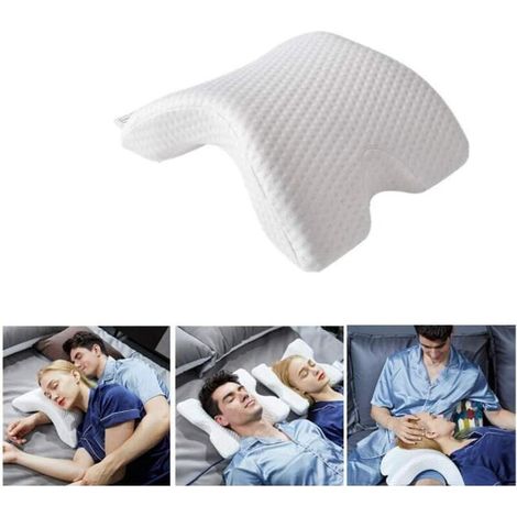 royaluxe - Oreiller à mémoire de forme incurvé en mousse à mémoire de forme pour les bras et les bras - Coussin anti-pression pour les couples - Coussins en forme de U - Coussins en soie de glace pour (1/4)