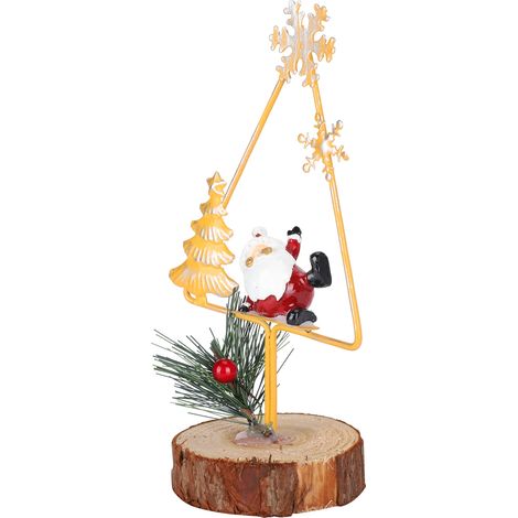 Décoration de Noël Père Noël mignon, trépied en métal et bois, cadeau de Noël (1/5)