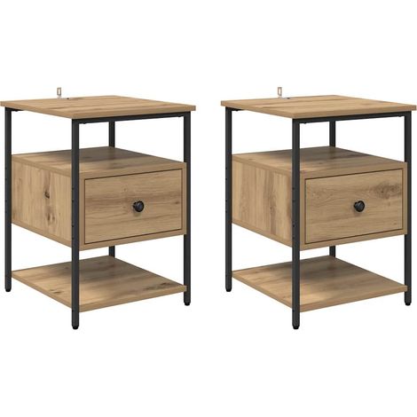 Armario de Noche 2 pcs Roble artesanal 40 x 42 x 56 cm vidaXL (1/5)