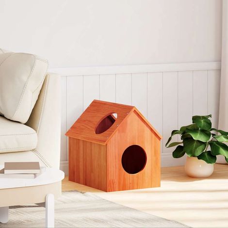 Maison pour chat cire marron 41x50x50 cm bois de pin massif (1/5)