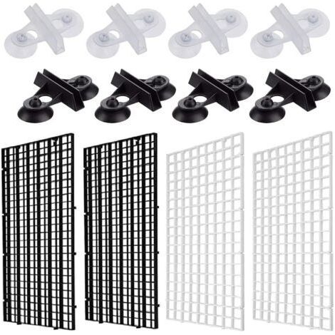 Grille d’aquarium, séparateur d’aquarium en plastique, 4 pièces, avec 8 pinces à ventouse, pour séparer différents poissons dans un réservoir (1/4)
