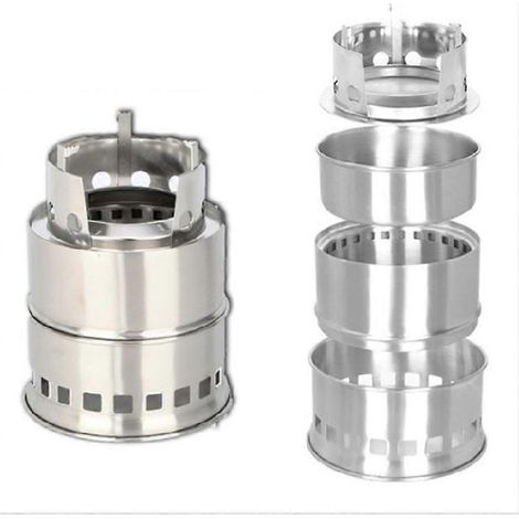 Réchaud à bois démontable portable coupe-vent pour pique-nique, en alliage d'aluminium anticorrosion, outil de camping extérieur (1/5)