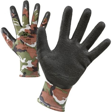 Neri Safety Guantes de Trabajo CF12 PA LAT-01 100% Poliéster con Latex Talla 7 Gris/Negro - Paquete de 12 Pares