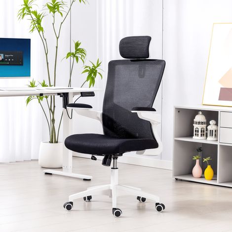 Chaise bureau ergonomique. fauteuil de bureau. accoudoirs relevables. soutien lombaire. appui-tête. 60x63x120cm. noir