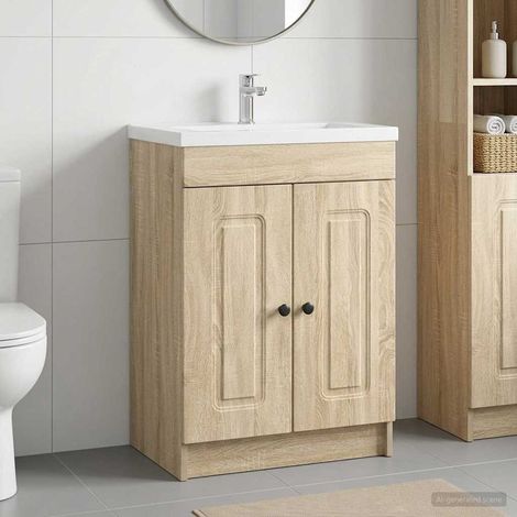 vidaXL Mobiletto da bagno sotto il lavello Rovere Sonoma (1/5)