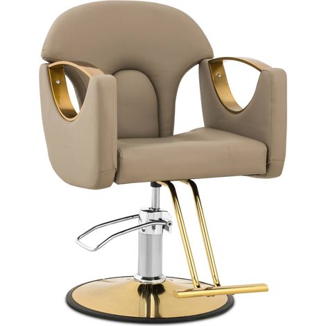Physa – Fauteuil de coiffure beige avec repose-pieds – Hauteur réglable 53-64 cm – Charge max. 180 kg – Acier inoxydable et PU (1/5)