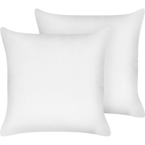Conjunto de almohadas cojín para dormitorio 80 x 80 cm algodón de Japara funda lyocell relleno de poliéster perfil bajo blanco Triglav