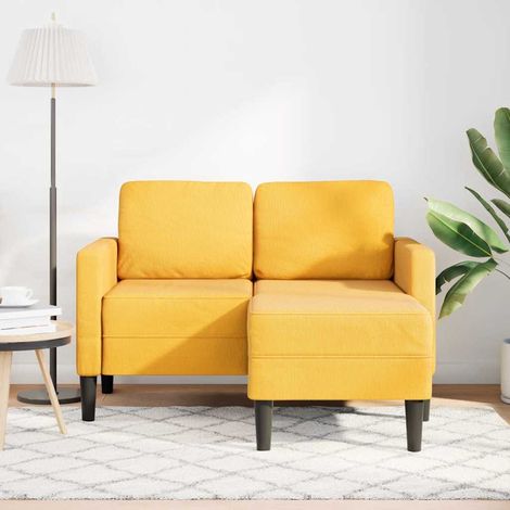 Sofá 2 plazas con chaise longue en forma L amarillo claro 125cm vidaXL (1/5)