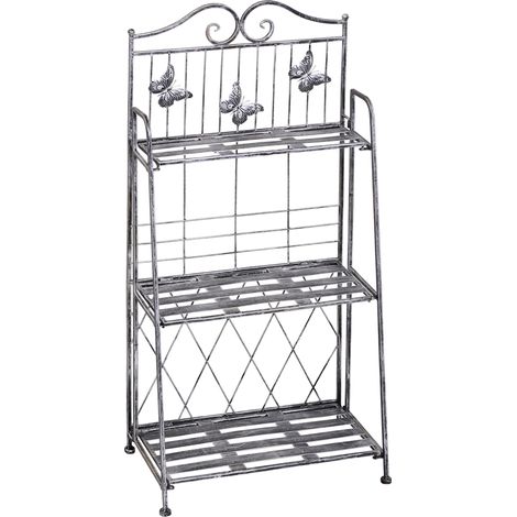 Portapiante Fioriera a Scaffale a 3 Ripiani da Giardino Balcone interno Grigio Argento 44x25x96 cm