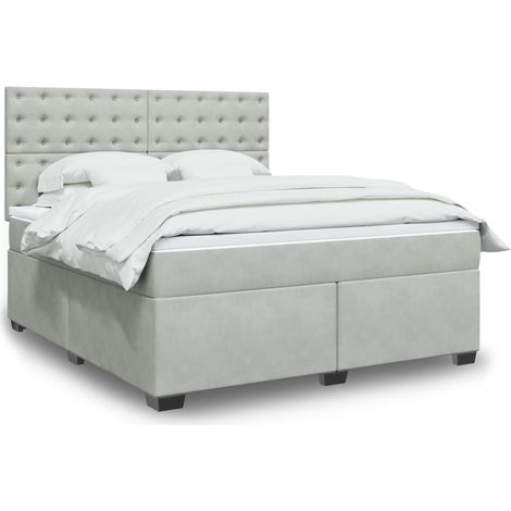 Boxspringbett mit Matratze Hellgrau 180x200 cm Samt (1/5)