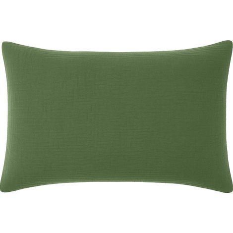 Taie d'oreiller en gaze de coton lavé 50 x 70 cm Douce vert (1/2)