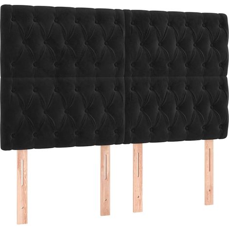 Maison Exclusive - Cabecero Terciopelo Negro 160x7x118/128 cm (1/5)