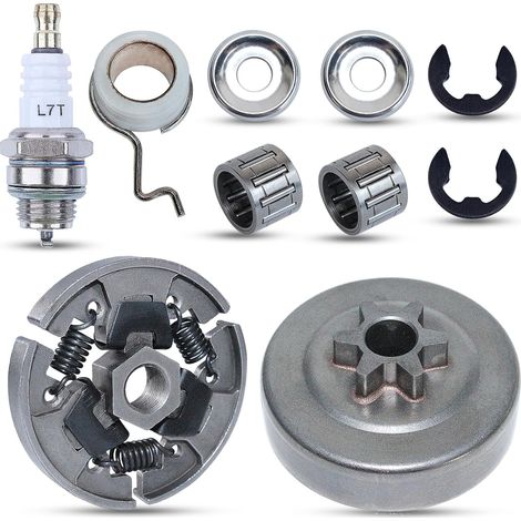 Tambour d'embrayage 3/8" 6T pour Stihl 017 018 019 019T 021 023 025 MS170 MS180 MS190 MS210 MS230 MS250 MS191 MS211 Tronçonneuse avec bougie roulement à aiguilles Pignon Rondelle Remplacement 11236402 (1/5)