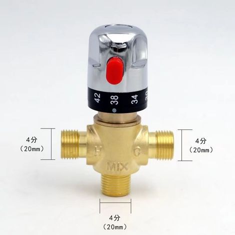 Robinet thermostatique tout cuivre mitigeur eau chaude et froide 4 points DN15 raccordés (1/5)