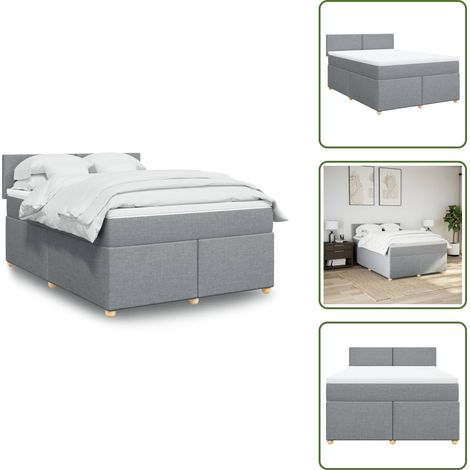Sommier à lattes de lit avec matelas Gris clair 140x190cm Tissu - Sommier À Lattes De Lit - Sommiers À Lattes De Lit - Lit - Meuble De Chambre À Coucher (1/5)