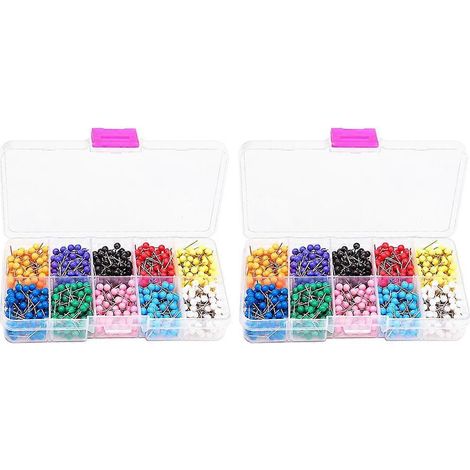 2 boîtes de punaises en plastique à pression, pratiques pour la peinture, les cartes et le bureau ou l'école.-0.40.4cm