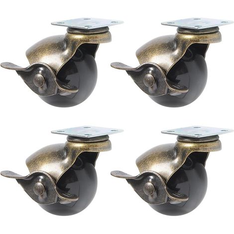 (1,5 pouce)Pack de 4 roulettes de frein, roulettes pivotantes à capuchon, pivotant à 360 degrés, roue de frein de 1,5 pouces, capacité de charge de 20 kg 44 lb, bronze vintage (1/5)