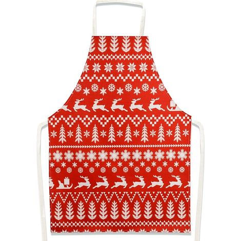 Tablier de cuisine (Rouge-HOHO) 68x55cm Tablier de Noël rouge Joyeux Noël Convient pour la cuisine Fête de Noël Fête Unisexe (1/4)